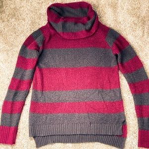 Stripped cowl turtleneck sweater